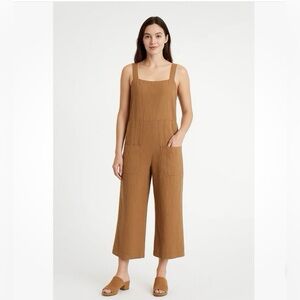 Universal Thread Linen Blend Cropped Brown Jumpsuit